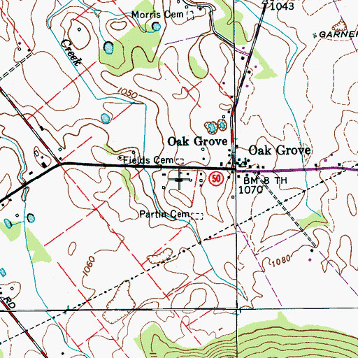 Topographic Map of Oak Grove Elementary School, TN