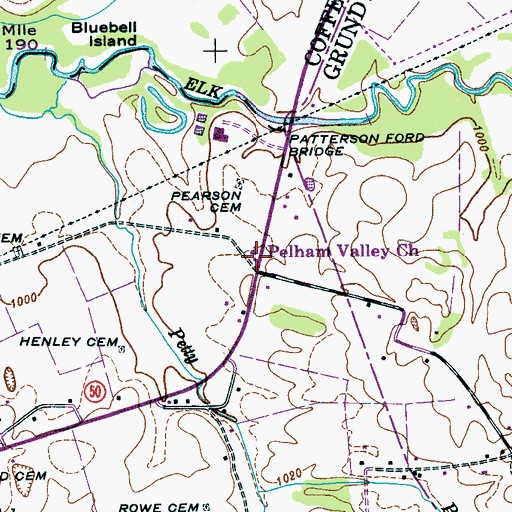 Topographic Map of Pelham Valley Church, TN