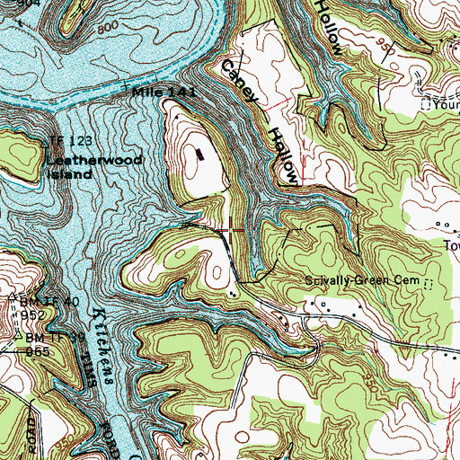 Topographic Map of Leatherwood Cabin Site, TN