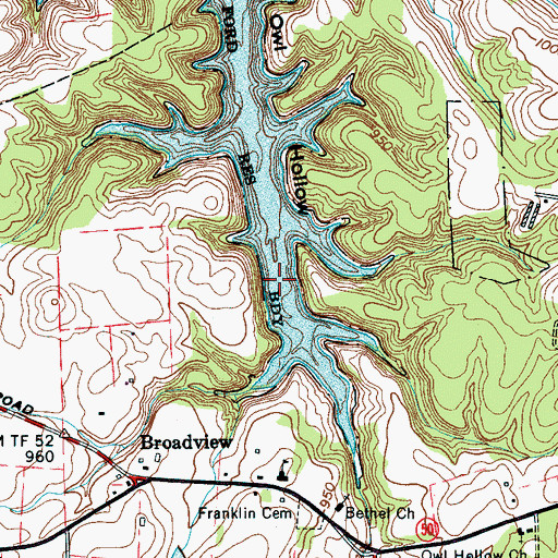 Topographic Map of Owl Hollow School (historical), TN