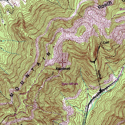 Topographic Map of Dean Mine, TN