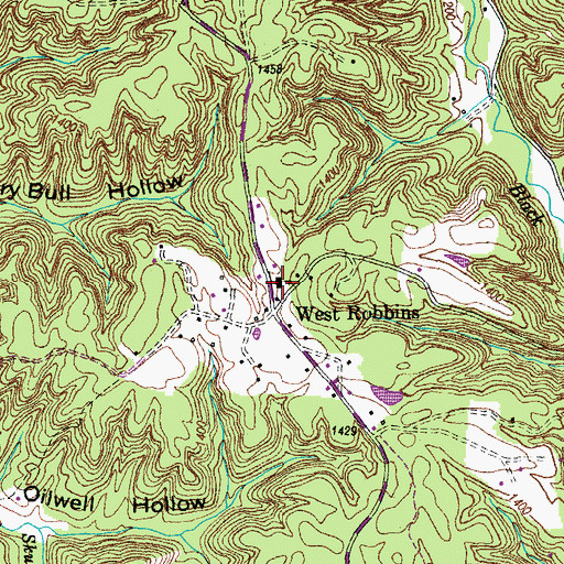 Topographic Map of West Robbins School (historical), TN