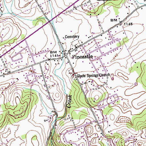 Topographic Map of Glade Springs Cemetery, TN