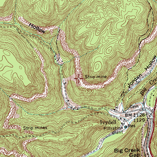 Topographic Map of Rex Number Two Mine, TN