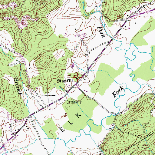 Topographic Map of Stanfill School (historical), TN