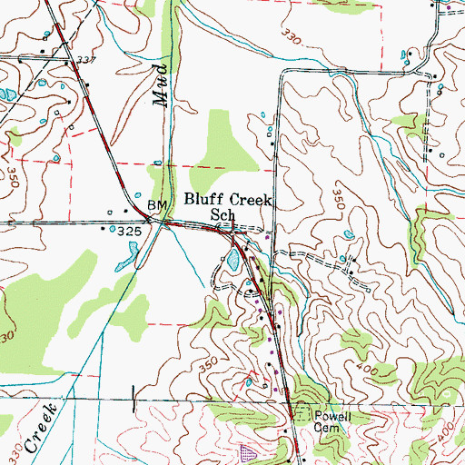 Topographic Map of Bluff Creek Church, TN