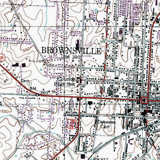 Topographic Map of College Hill Community Center, TN
