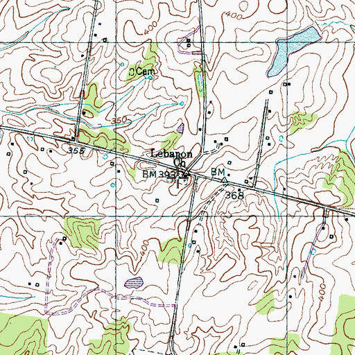 Topographic Map of Lebanon Cemetery, TN