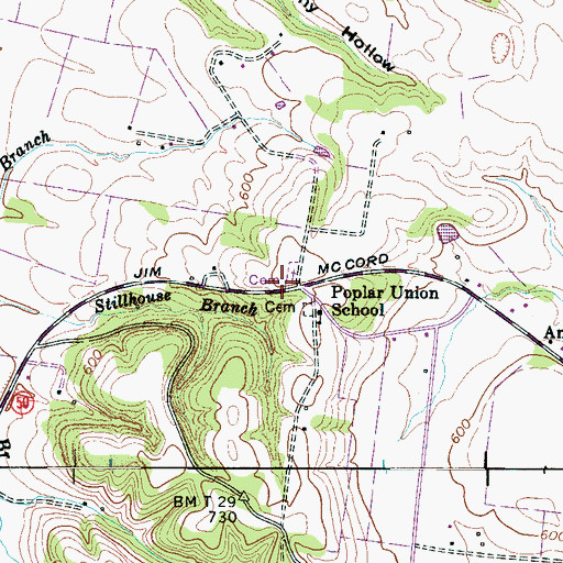 Topographic Map of Anderson Chapel (historical), TN