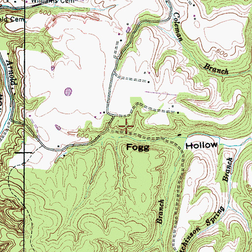 Topographic Map of Fogg Hollow Mines, TN