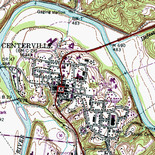 Topographic Map of Hickman County High School, TN