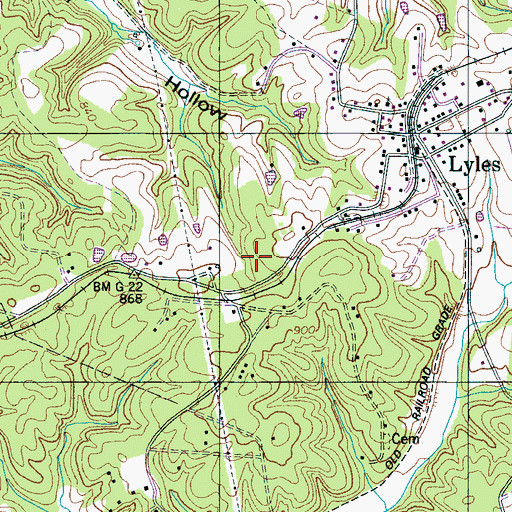 Topographic Map of Lyles Mine, TN