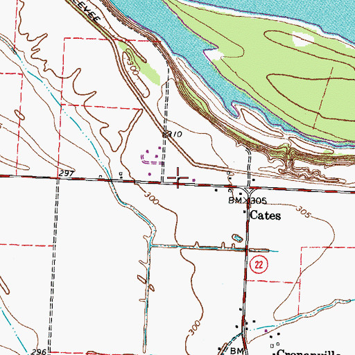 Topographic Map of Cates School (historical), TN