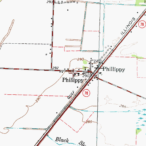 Topographic Map of Phillippy School (historical), TN