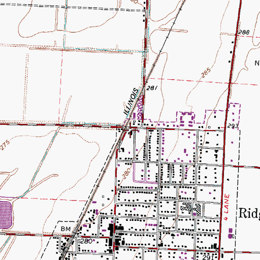 Topographic Map of Ridgely School (historical), TN