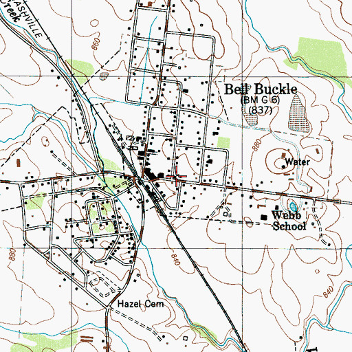 Topographic Map of Bell Buckle First Baptist Church, TN