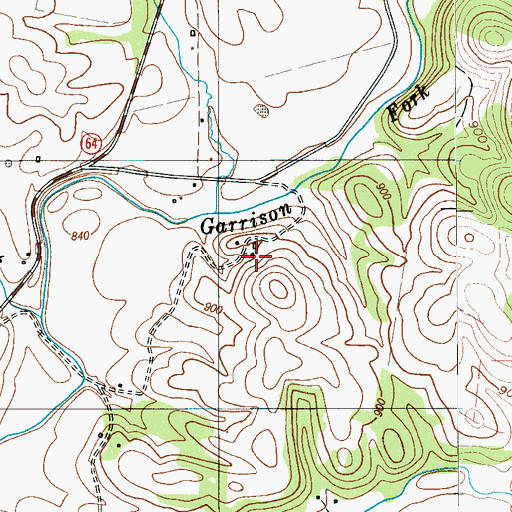Topographic Map of Bouton Cemetery, TN