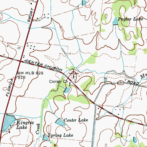 Topographic Map of Center Cemetery, TN