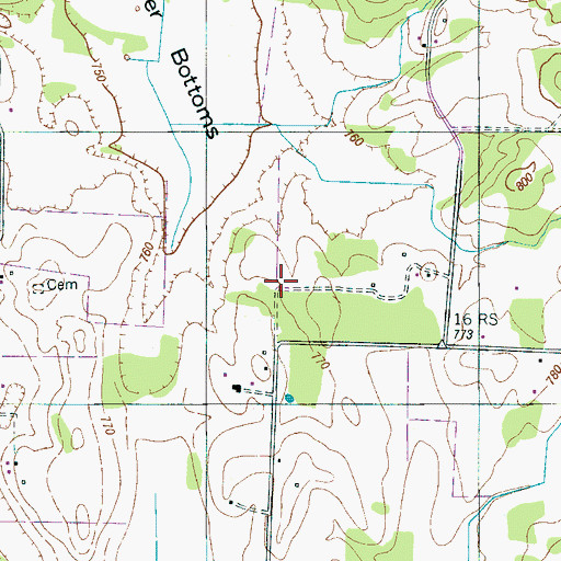 Topographic Map of Elmore Cemetery, TN