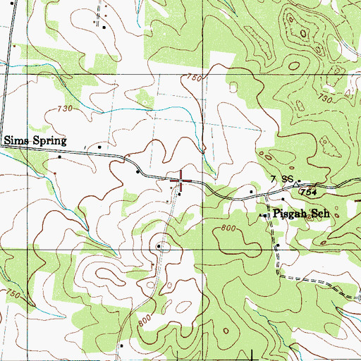 Topographic Map of Harems Store (historical), TN