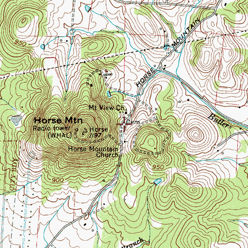 Topographic Map of Horse Mountain Cemetery, TN