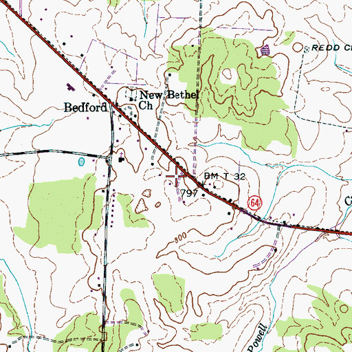 Topographic Map of Marsh Cemetery, TN