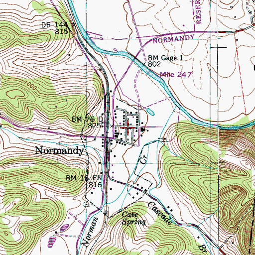Topographic Map of Normandy First Baptist Church, TN