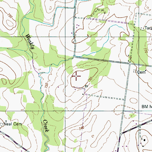 Topographic Map of Tarpley Cemetery, TN
