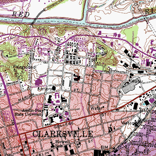 Topographic Map of Burt School, TN