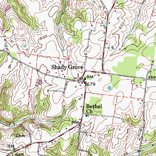 Topographic Map of Shady Grove School (historical), TN