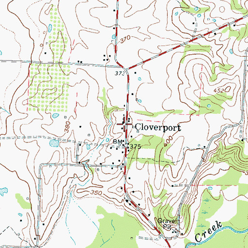 Topographic Map of Cloverport Baptist Church, TN