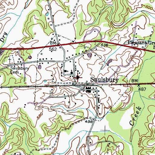 Topographic Map of Saulsbury School (historical), TN