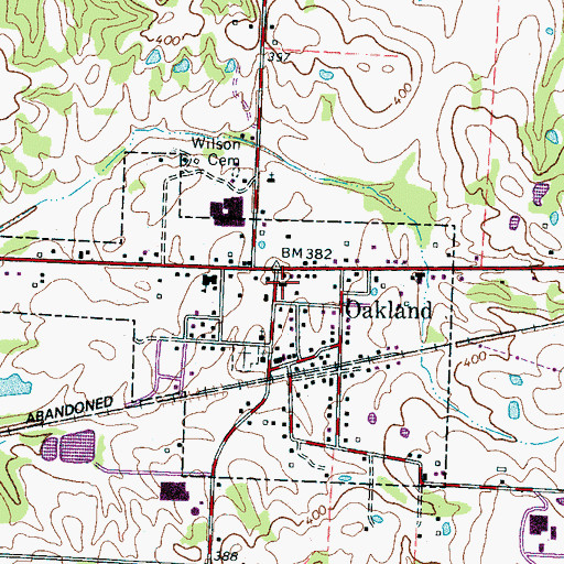 Topographic Map of Oakland First Baptist Church, TN