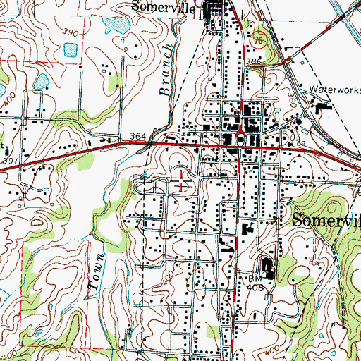 Topographic Map of Somerville Cemetery, TN