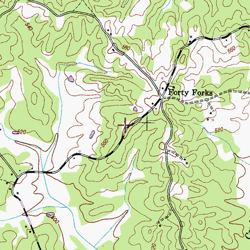 Topographic Map of Forty Forks Baptist Church, TN