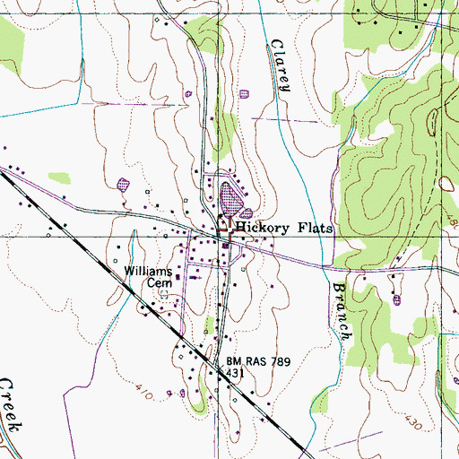 Topographic Map of Hickory Flat School (historical), TN