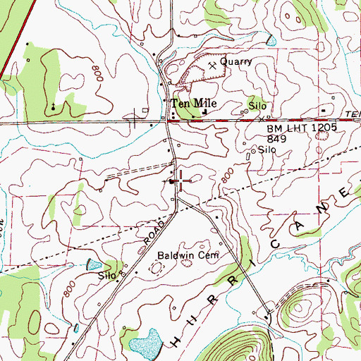 Topographic Map of Old Ten Mile Cemetery (historical), TN