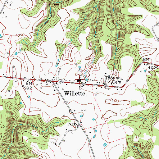 Topographic Map of Willette School (historical), TN