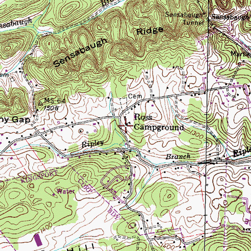 Topographic Map of Ross Camp School (historical), TN