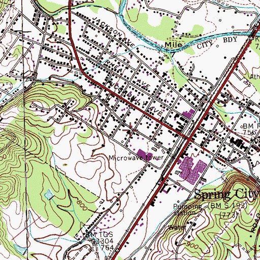 Topographic Map of Central Baptist Church, TN