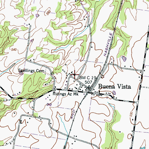 Topographic Map of Buena Vista School (historical), TN