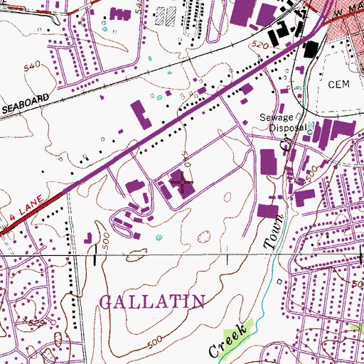 Topographic Map of Gallatin High School, TN