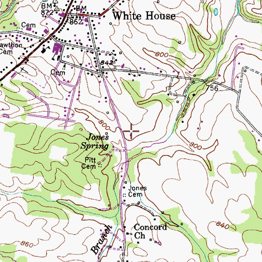 Topographic Map of White House High School, TN