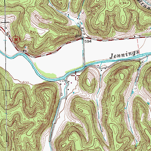 Topographic Map of Gum Springs School (historical), TN