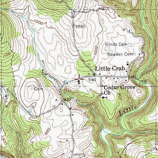 Topographic Map of Little Crab School (historical), TN