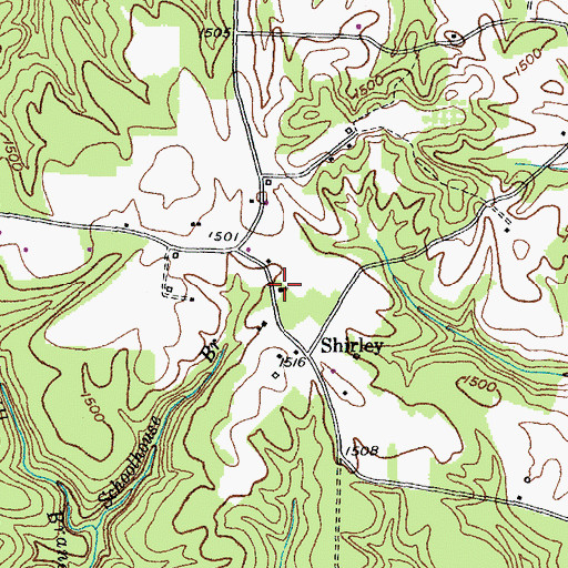 Topographic Map of Shirley United Baptist Church, TN