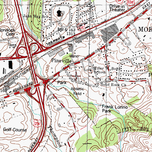 Topographic Map of Mount Olive Baptist Church, TN