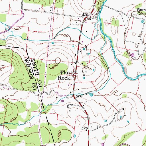 Topographic Map of Flat Rock Church of Christ, TN