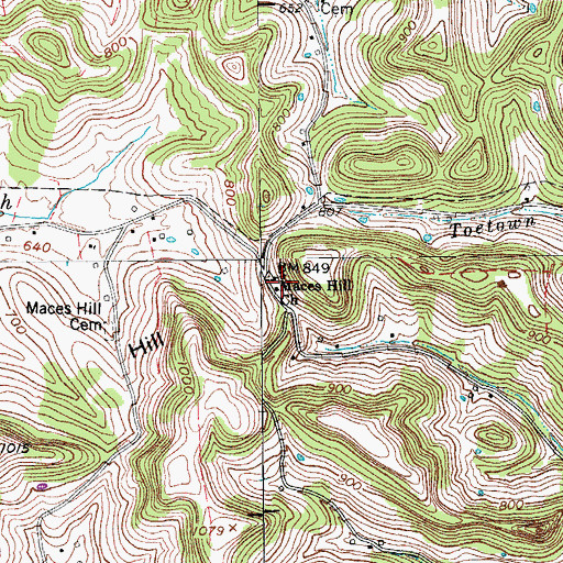 Topographic Map of Maces Hill School (historical), TN