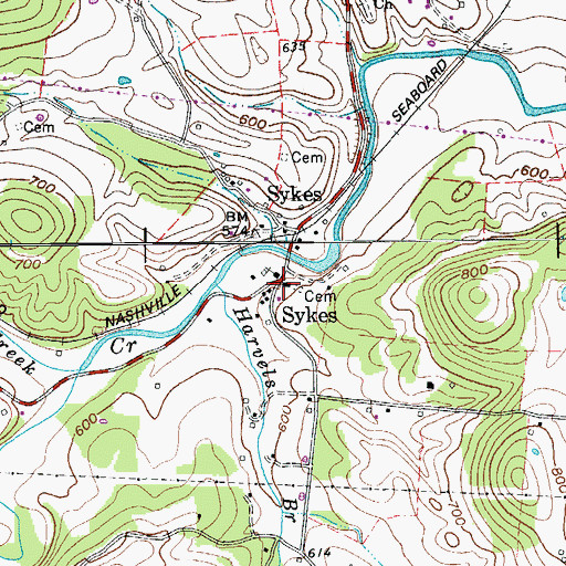 Topographic Map of Sykes School (historical), TN
